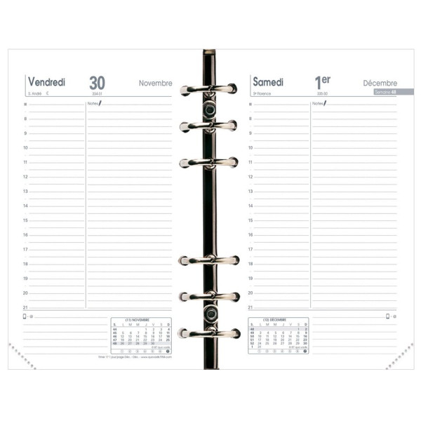 Recharge organiseur journalier 10x17cm Quo Vadis Timer 17 1jour/page