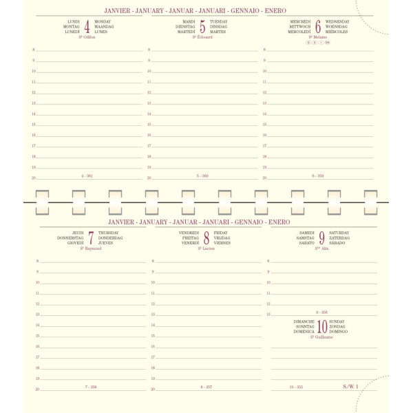 Recharge Agenda Semainier 9x16cm spiralé Exacompta Temporel 16S