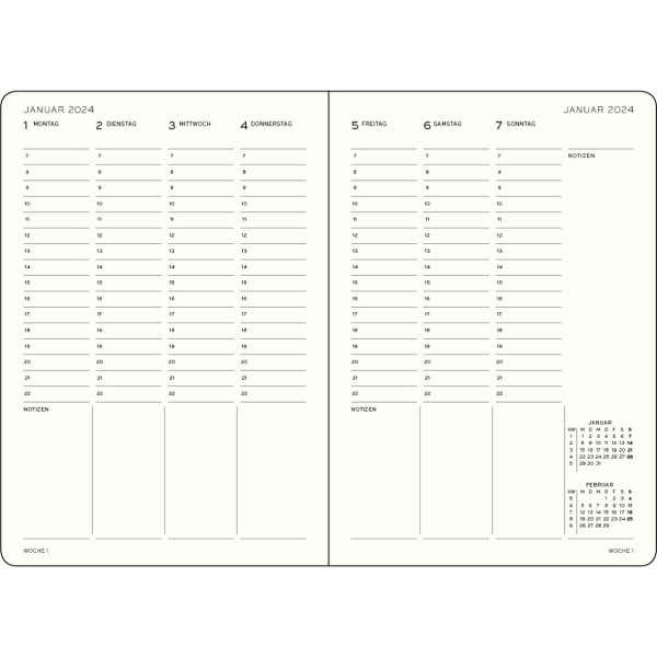Agenda Semainier Vertical 14,5x21cm rigide français Leuchtturm1917