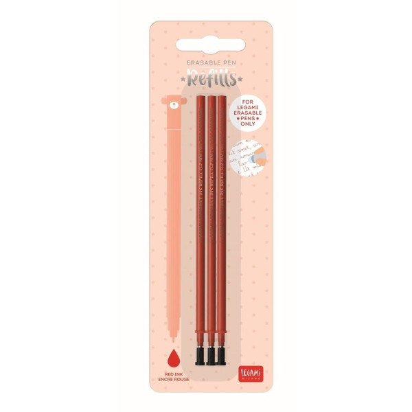 Recharges stylo à encre gel éffaçable Legami Rouge