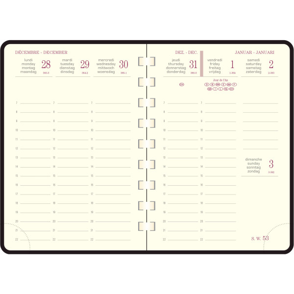 Agenda semainier 9x13cm spiralé Exacompta Eurotime 13S Duo Kaa