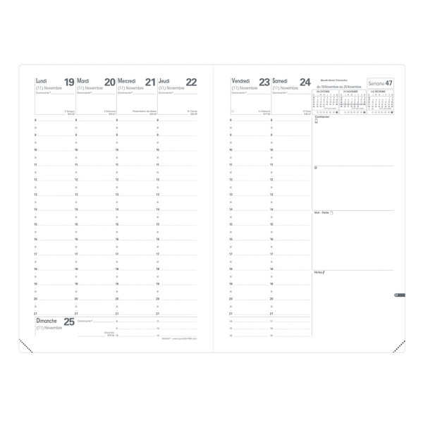 Recharge agenda semainier 16x24cm Quo Vadis Ministre