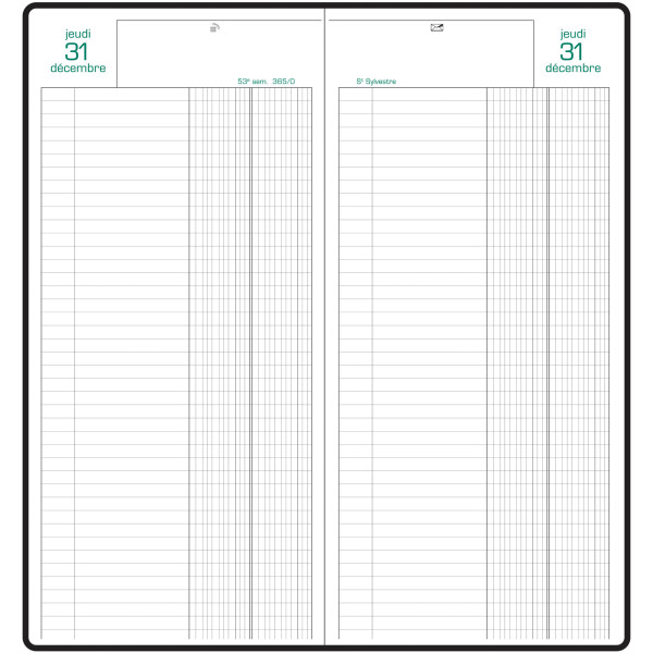 Agenda 2pages/jour 16x34cm Exacompta Banquier Long Euros et cents