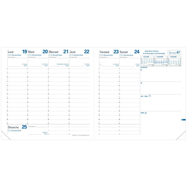 Recharge agenda semainier 16x16cm Quo Vadis Exécutif