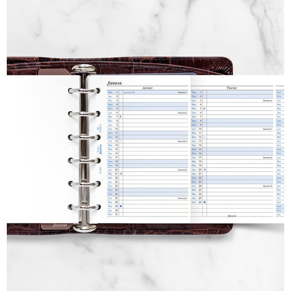 Recharge organiseur planning annuel vertical Filofax Pocket