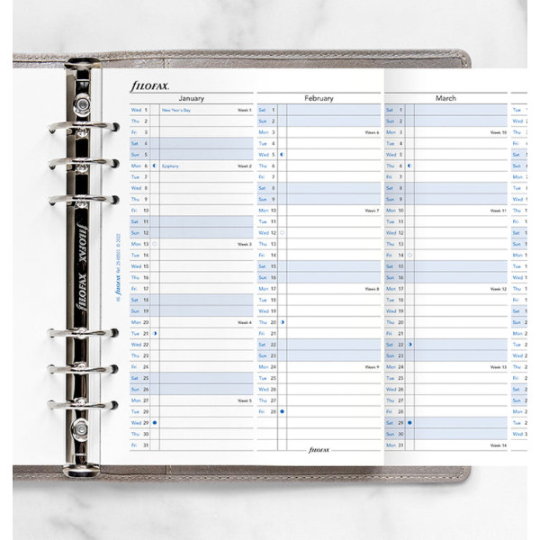 Recharge organiseur planning annuel Vertical Filofax A5