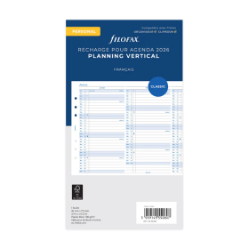 Recharge organiseur planning annuel vertical Filofax Personal