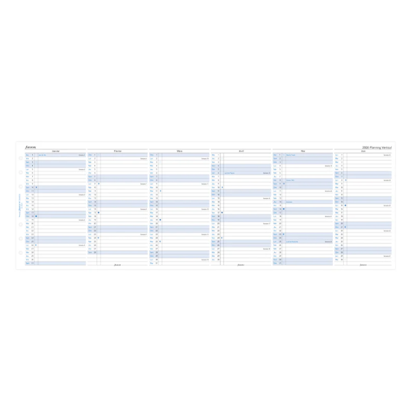 Recharge organiseur planning annuel vertical Filofax Personal