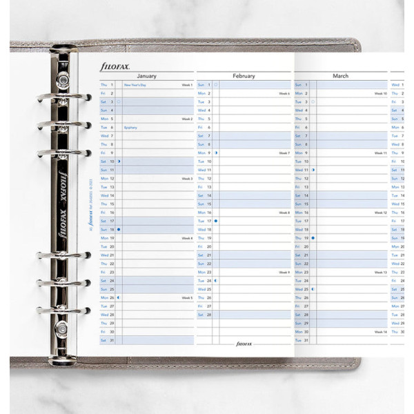 Recharge organiseur planning annuel Vertical Filofax A5