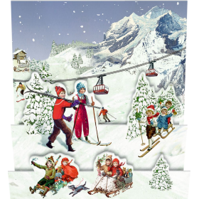 Carte calendrier de l'Avent Coppenrath Paysages d'hiver en 3D