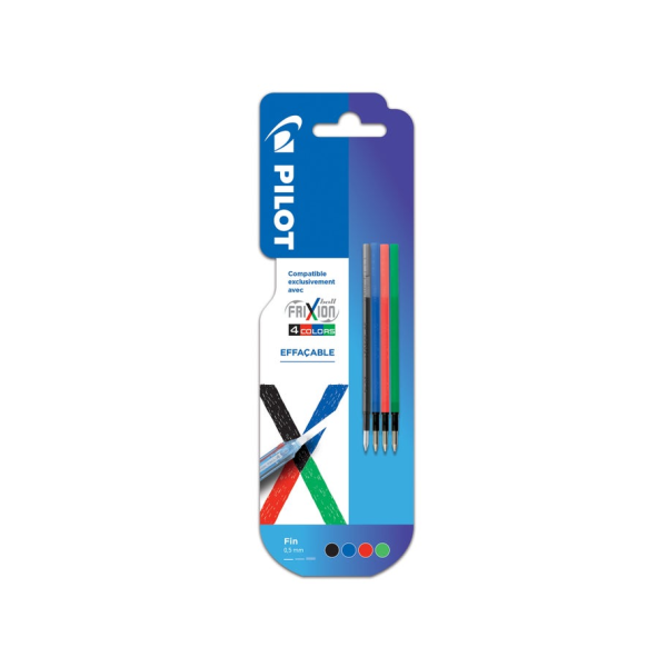 Lot de 4 recharges roller Pilot Frixion Ball 4 couleurs