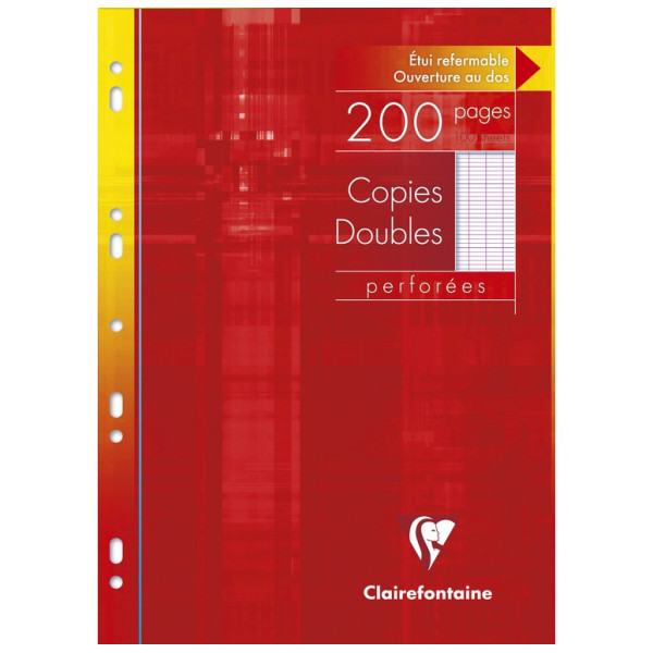 Etui de copies doubles Grands carreaux 21x29,7cm blanches Clairefontaine