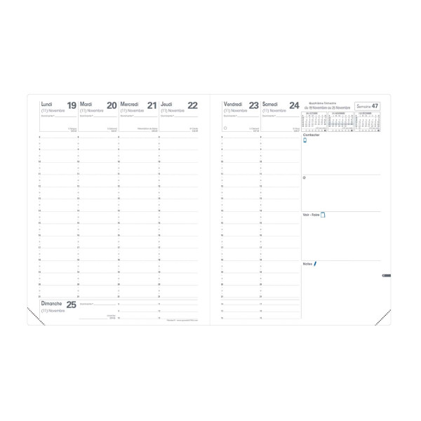 Agenda semainier 21x27cm Quo Vadis Président Impala avec répertoire
