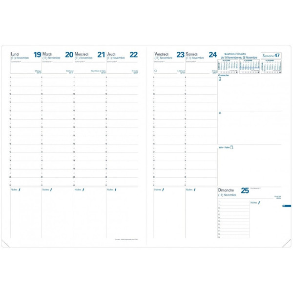 Agenda semainier 21x29,7cm Rep Quo Vadis Consul Club avec répertoire