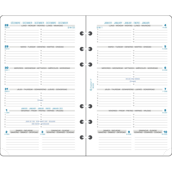 Recharge organiseur semainier 10,5x17,2cm Exacompta Exatime 17