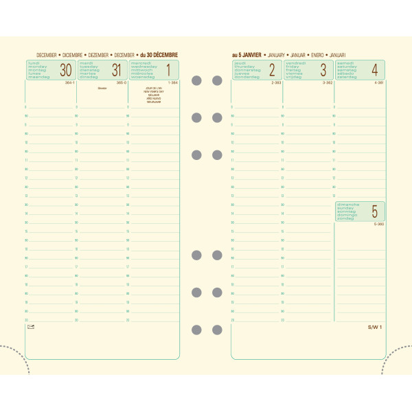 Recharge organiseur semainier 9,8x17cm Exacompta Exatime 17 Etroit Vertical