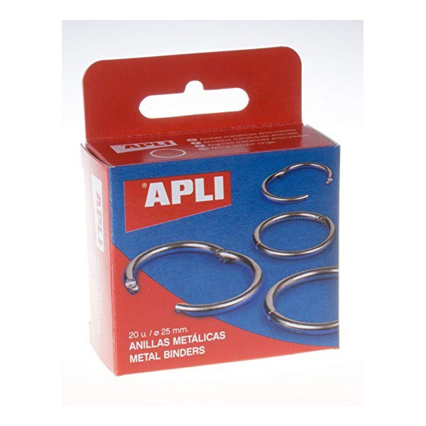20 anneaux métalliques articulés ø25mm Apli