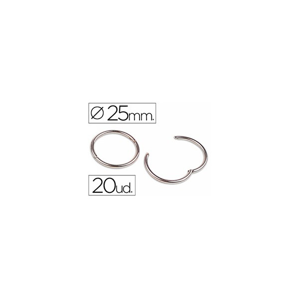 20 anneaux métalliques articulés ø25mm Apli