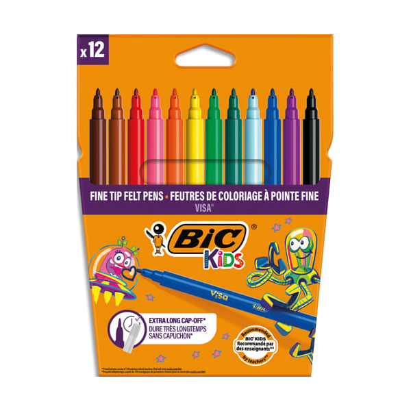 12 feutres de coloriage pointe fine BIC Kids Visa