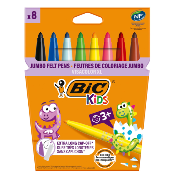 8 feutres de coloriage pointe large BIC Kids Visacolor XL