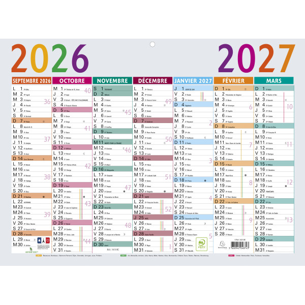 Calendrier 29,5x22cm Exacompta SAS Multicolore