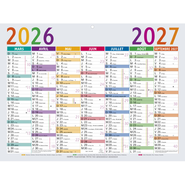Calendrier 29,5x22cm Exacompta SAS Multicolore
