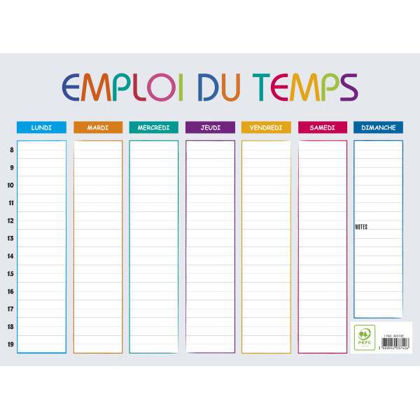 Emploi du temps 29,5x22cm Exacompta Multicolore