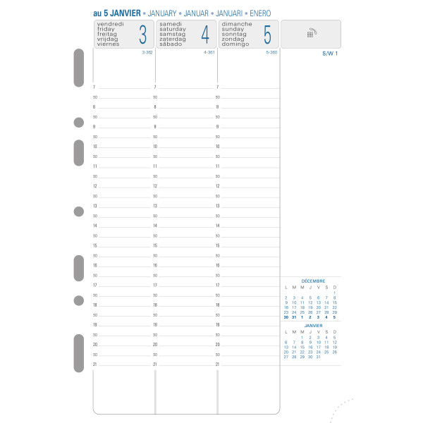 Recharge organiseur semainier 14,2x21cm Exacompta Exatime 21 SAD Vertical