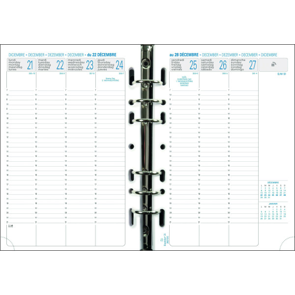 Recharge organiseur semainier 14,2x21cm Exacompta Exatime 21 SAD Vertical