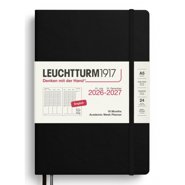 Agenda semainier 14,5x21cm Leuchtturm1917 18 mois Couverture Rigide Anglais