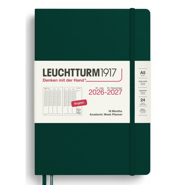 Agenda semainier 14,5x21cm Leuchtturm1917 18 mois Couverture Rigide Anglais
