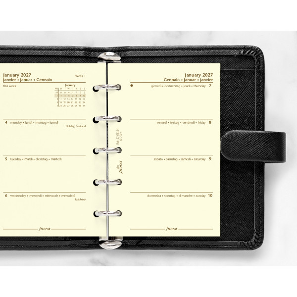 Recharge organiseur semainier Filofax Mini Cotton Cream