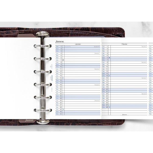 Recharge organiseur planning annuel vertical Filofax Pocket