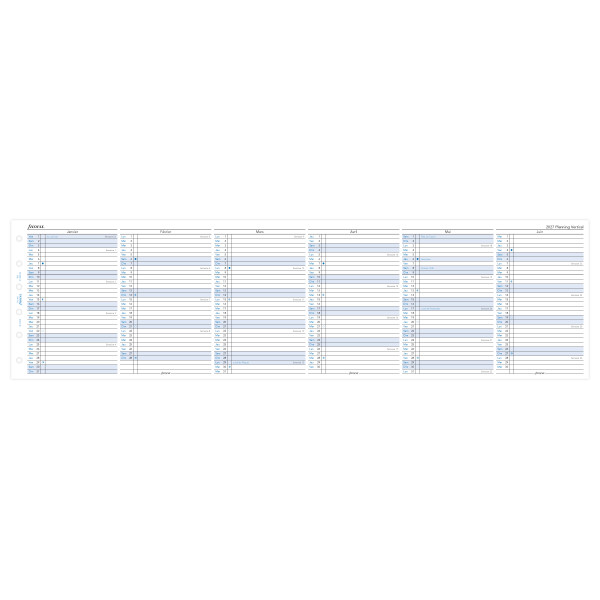 Recharge organiseur planning annuel vertical Filofax Pocket
