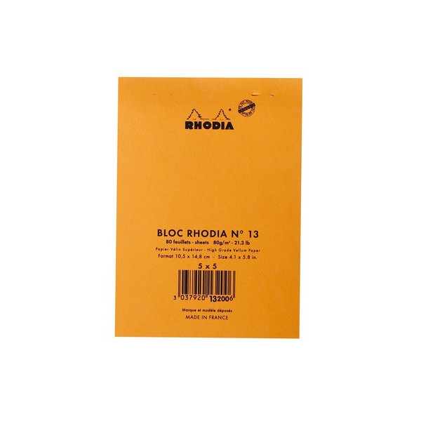 Bloc agrafé N°13 A6 80 feuillets 80 g Rhodia