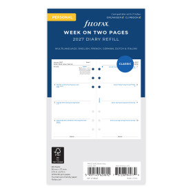 Recharge organiseur semainier Filofax Personal