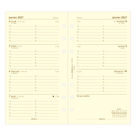 Recharge organiseur semainier Filofax Personal Cotton Cream