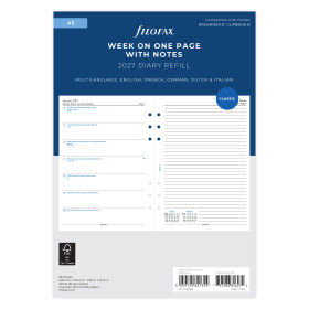 Recharge organiseur semainier Filofax A5