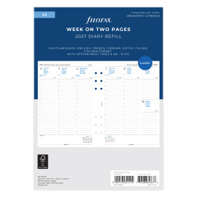 Recharge organiseur semainier multilingue Filofax A5