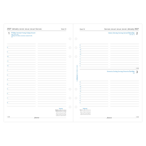 Recharge organiseur journalier Filofax A5