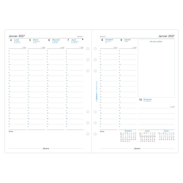 Recharge organiseur semainier Filofax A5