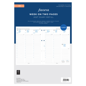 Recharge organiseur semainier Filofax A4