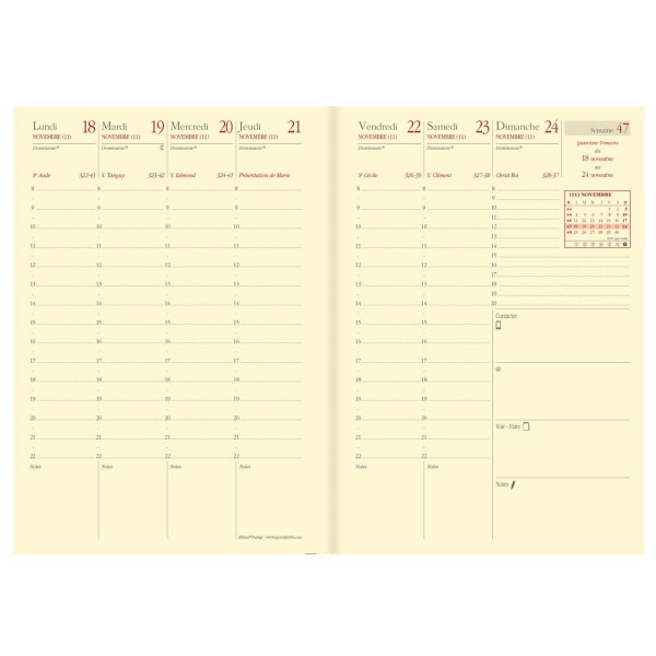 Agenda semainier 10x15cm Quo Vadis Affaires Prestige Soho avec répertoire