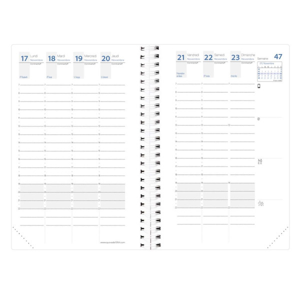 Recharge agenda semainier 10x15cm spiralé Quo Vadis Time&Life Pocket
