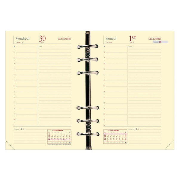 Recharge organiseur journalier 10x17cm Quo Vadis Timer 17 Prestige 1jour/page