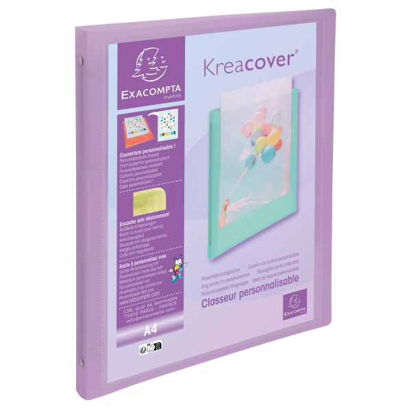 Classeur souple personnalisable dos 20mm A4 Exacompta Kreacover Pastel