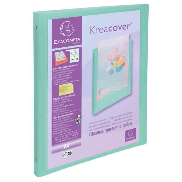 Classeur souple personnalisable dos 20mm A4 Exacompta Kreacover Pastel