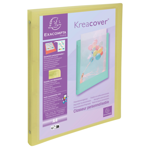 Classeur souple personnalisable dos 20mm A4 Exacompta Kreacover Pastel