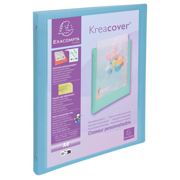Classeur souple personnalisable dos 20mm A4 Exacompta Kreacover Pastel