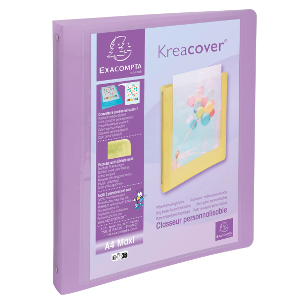 Classeur souple personnalisable dos 40mm A4 Exacompta Kreacover Pastel
